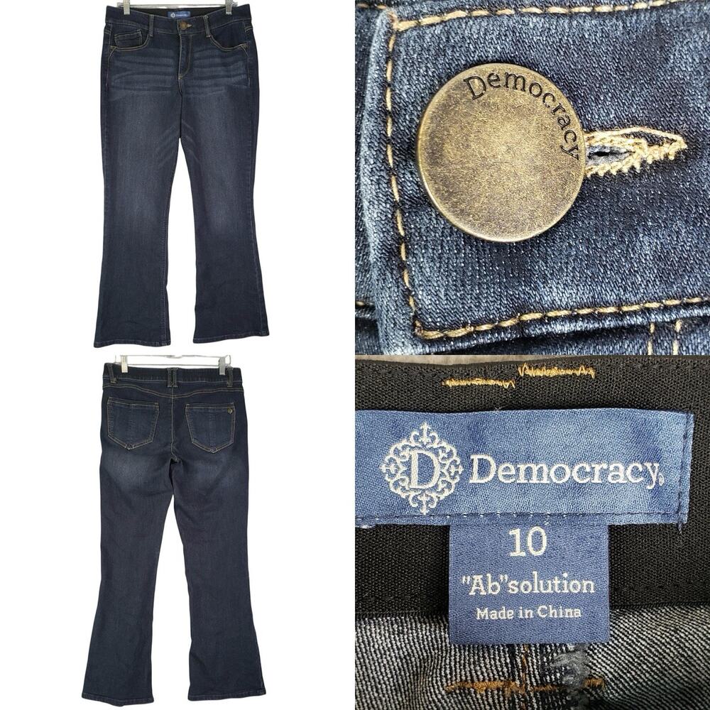 Democracy AB Solution Jeans Women's Size 10 Blue Flare Jeans Stretch Mid Rise